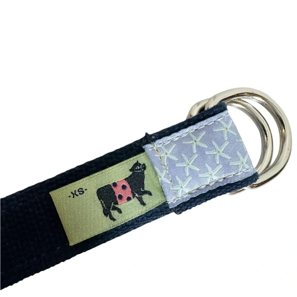 THE BELTED COW XS Blue Starfish Printed Novelty Belt